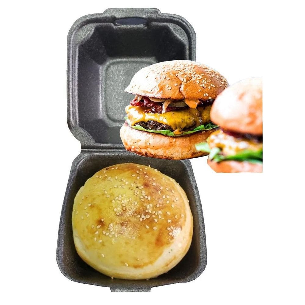 Hamburgueira h-01 de isopor pequena h01 preta 1 fardo c/400