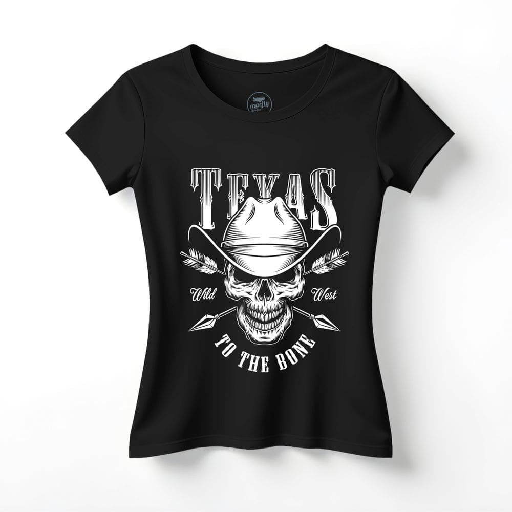 Camiseta Feminina Texas Caveira Chapéu Cowboy Agro