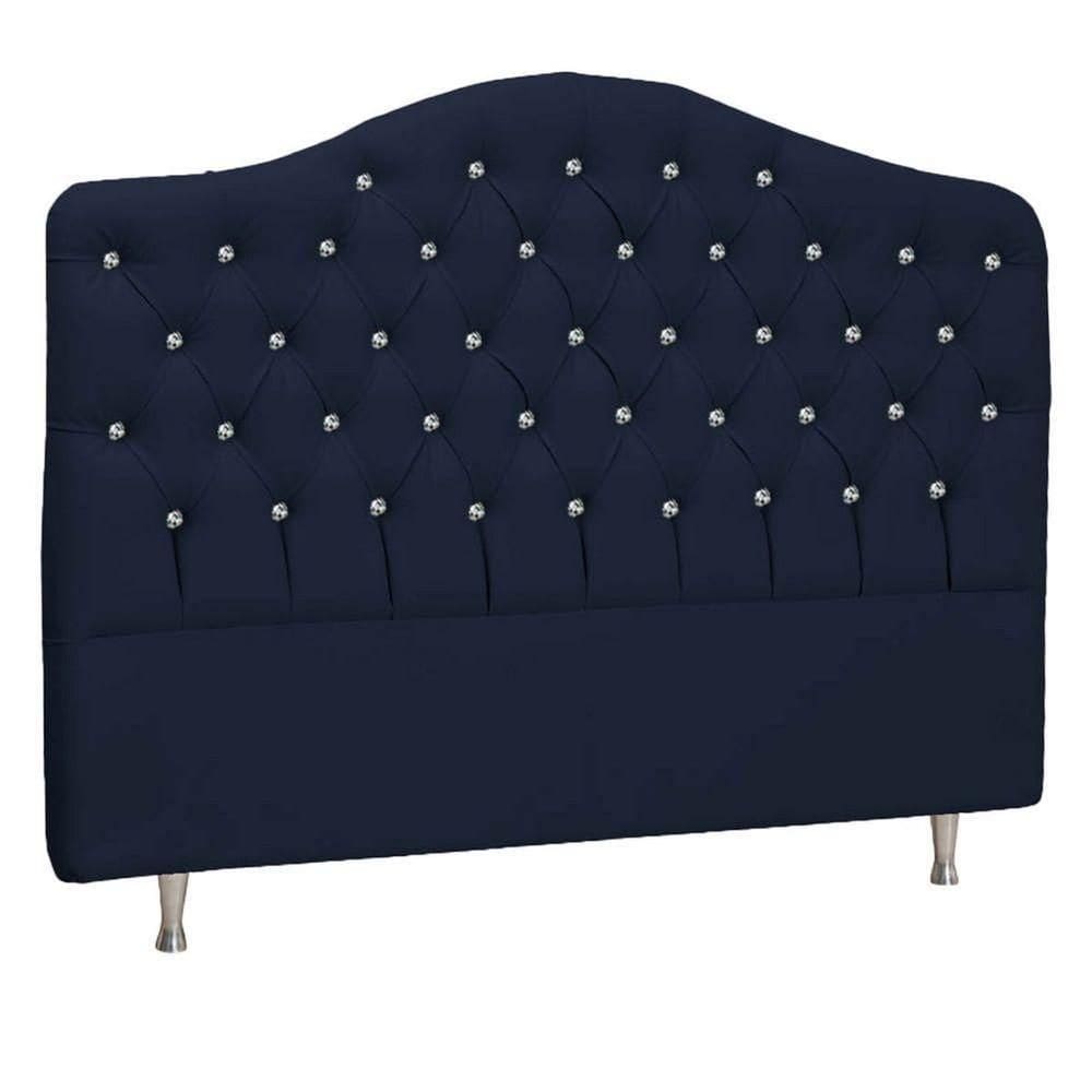 Cabeceira Solteiro P04 100 Cm Suede Azul Marinho Tca 948