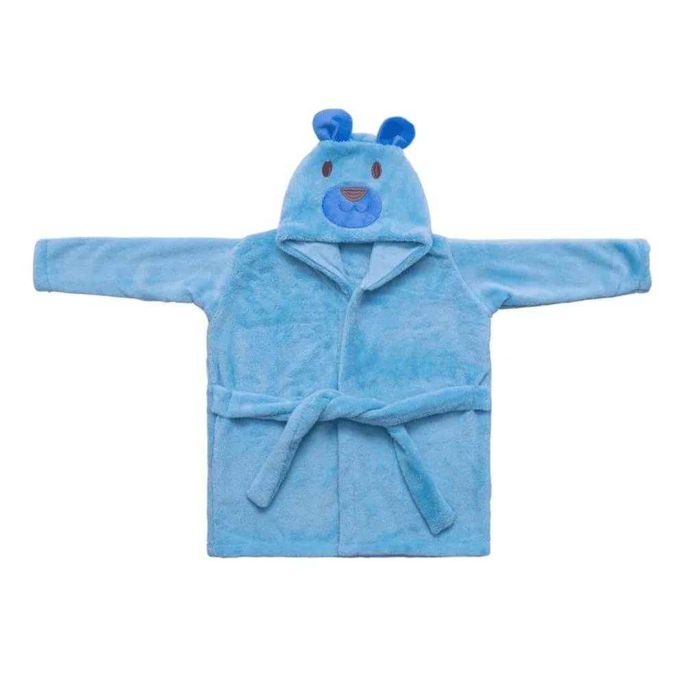 Roupão De Microfibra Baby Joy Com Capuz Bordado Urso Azul 06 A 36 Meses