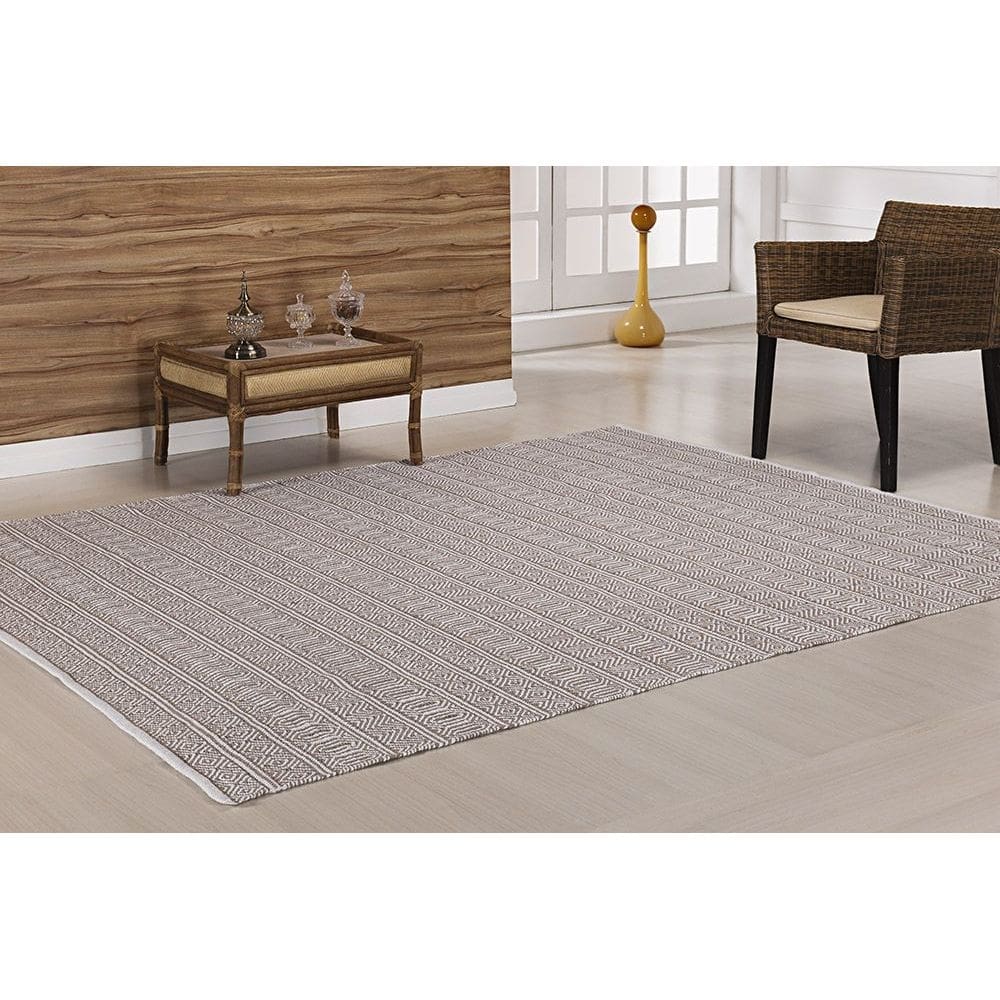 Tapete Indiano Kilim Anand 1,00Mx1,40M Algodão Bege