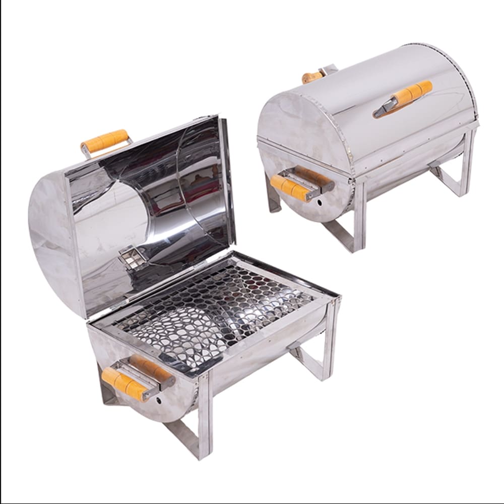 Churrasqueira A Bafo Master Inox Com Tampa e Alças de Madeira - Gudim