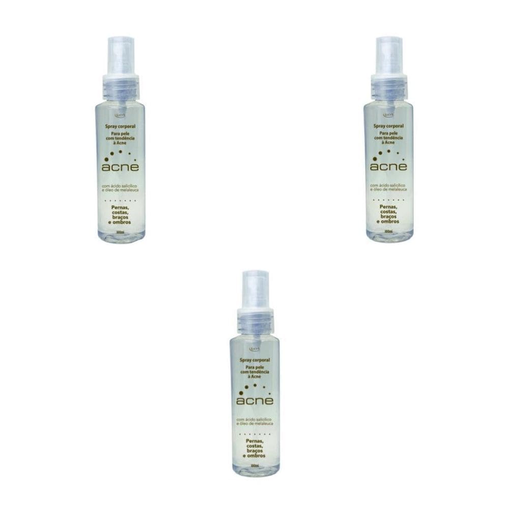 Spray corporal acne 3 unid. 100ml - controle de oleosidade