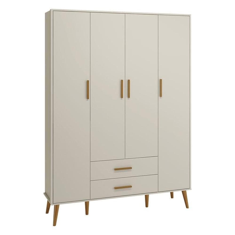 Guarda Roupa Infantil 4 Portas Isis Areia Acetinado - Reller