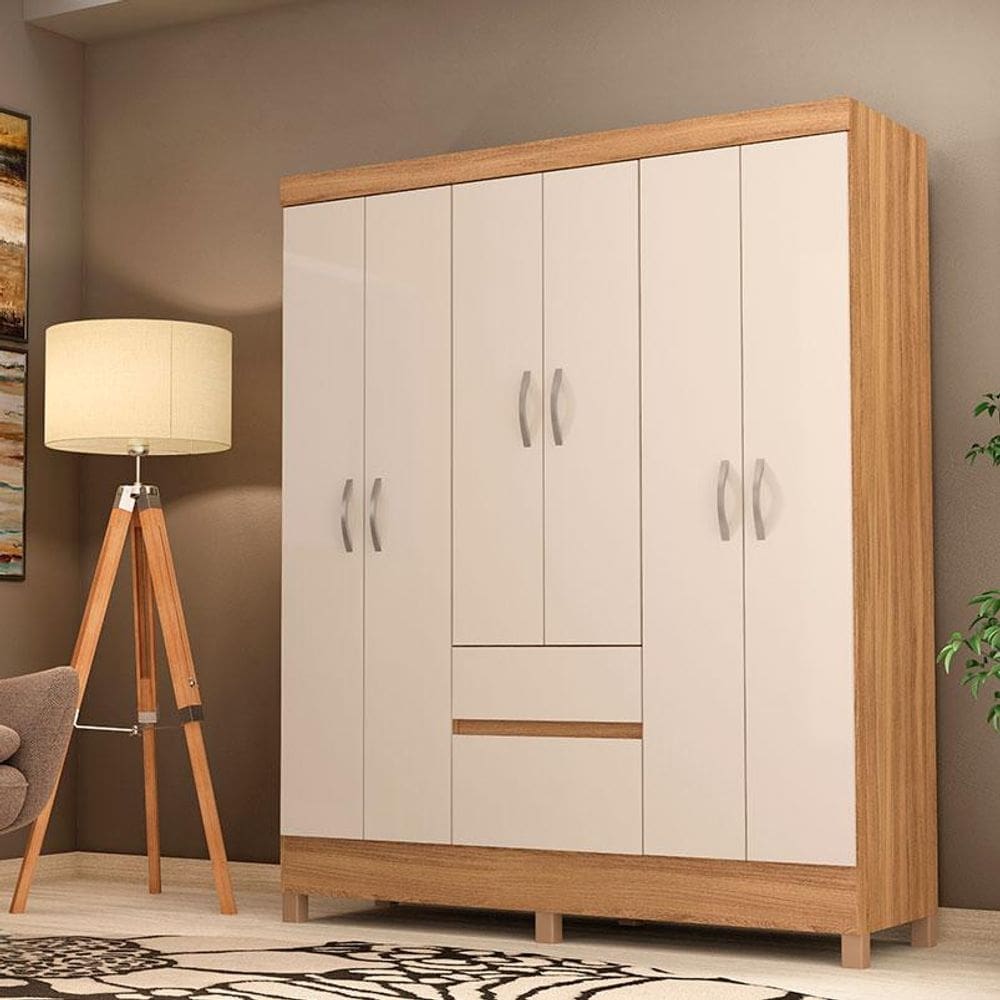 Guarda Roupa Casal Ambiente Flash 2 Amêndola Touch Off White – Demóbile