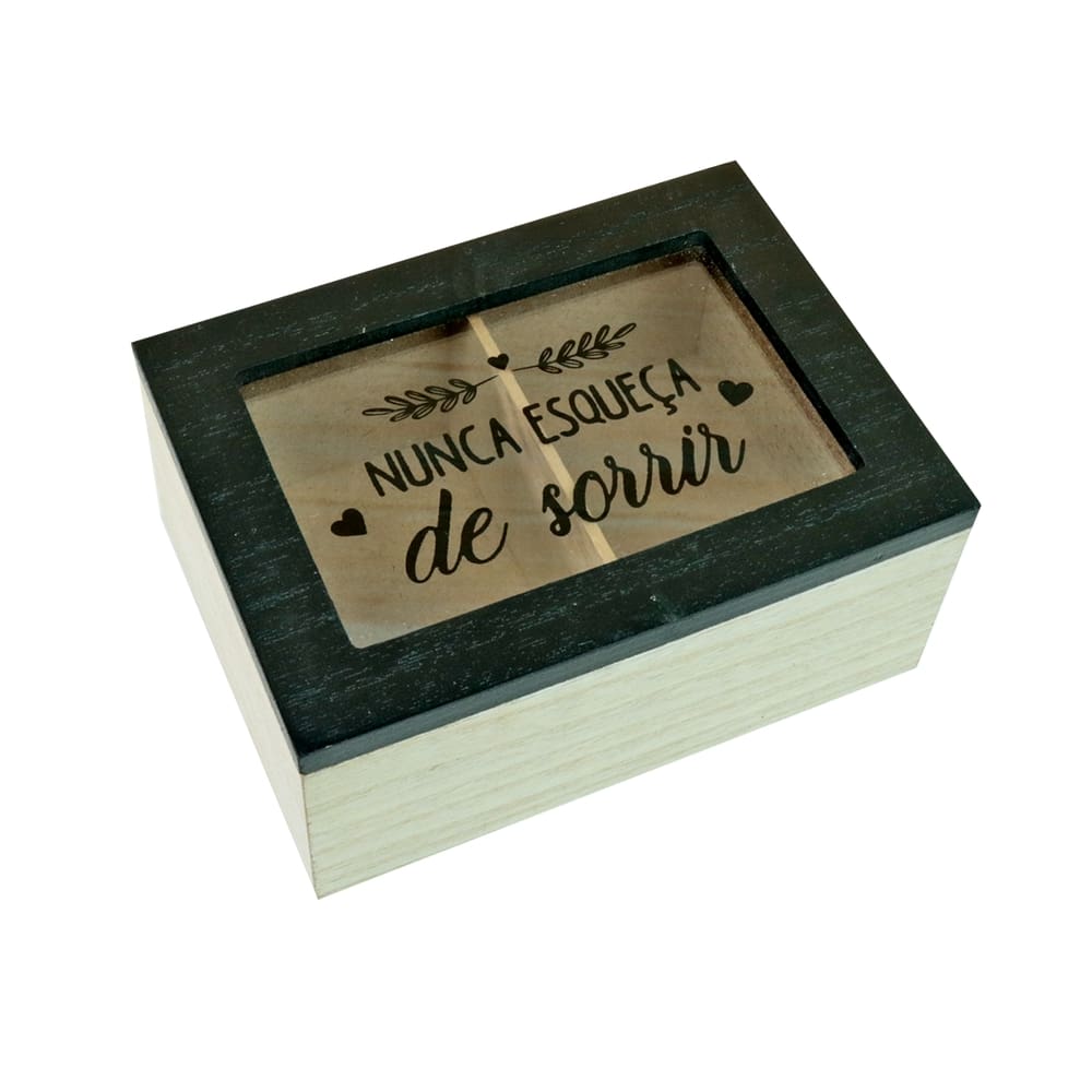 Caixa De Chá Mdf 2 Divisórias 6,5X11x15cm
