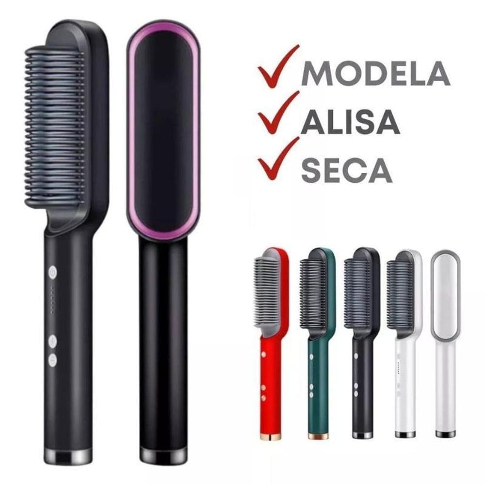 Escova alisadora de cabelo pente elétrico portátil bivolt