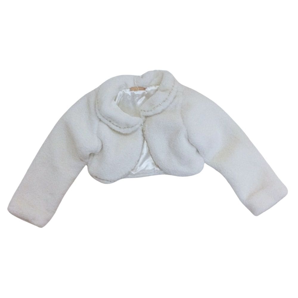 Bolero pele infantil fem Vira Mexe rosa e branco