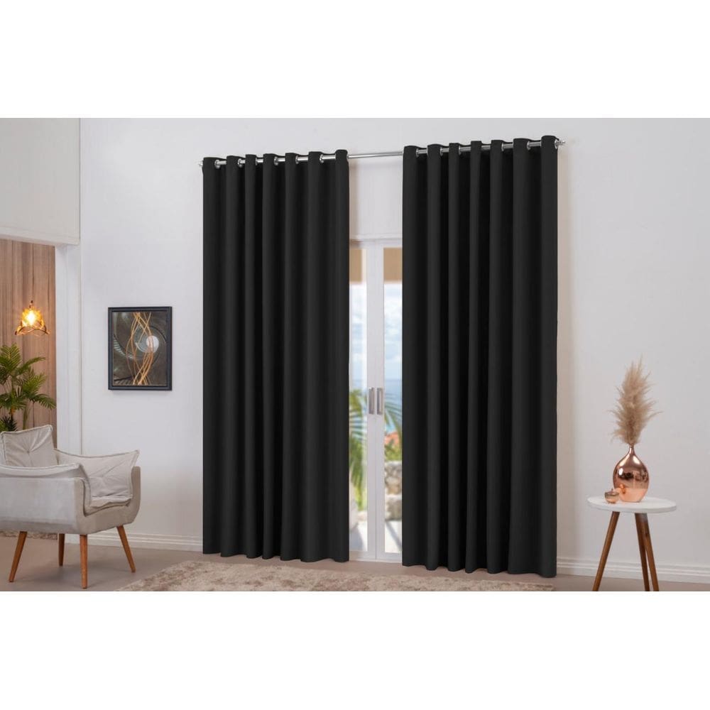 Cortina blackout três metros cor preta decoração casa