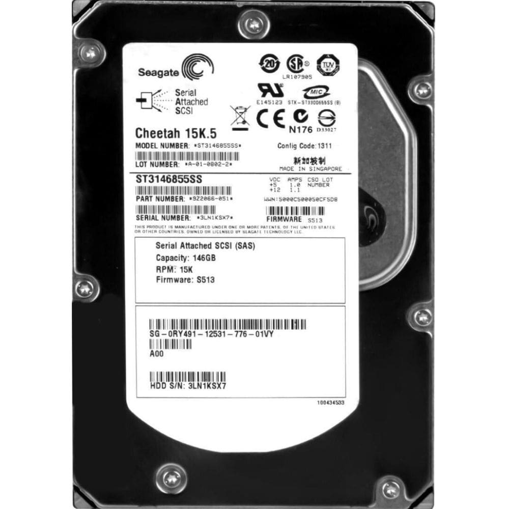 Hd sas dell 146gb 15k 3.5 0ry491 ry491 st3146855ss