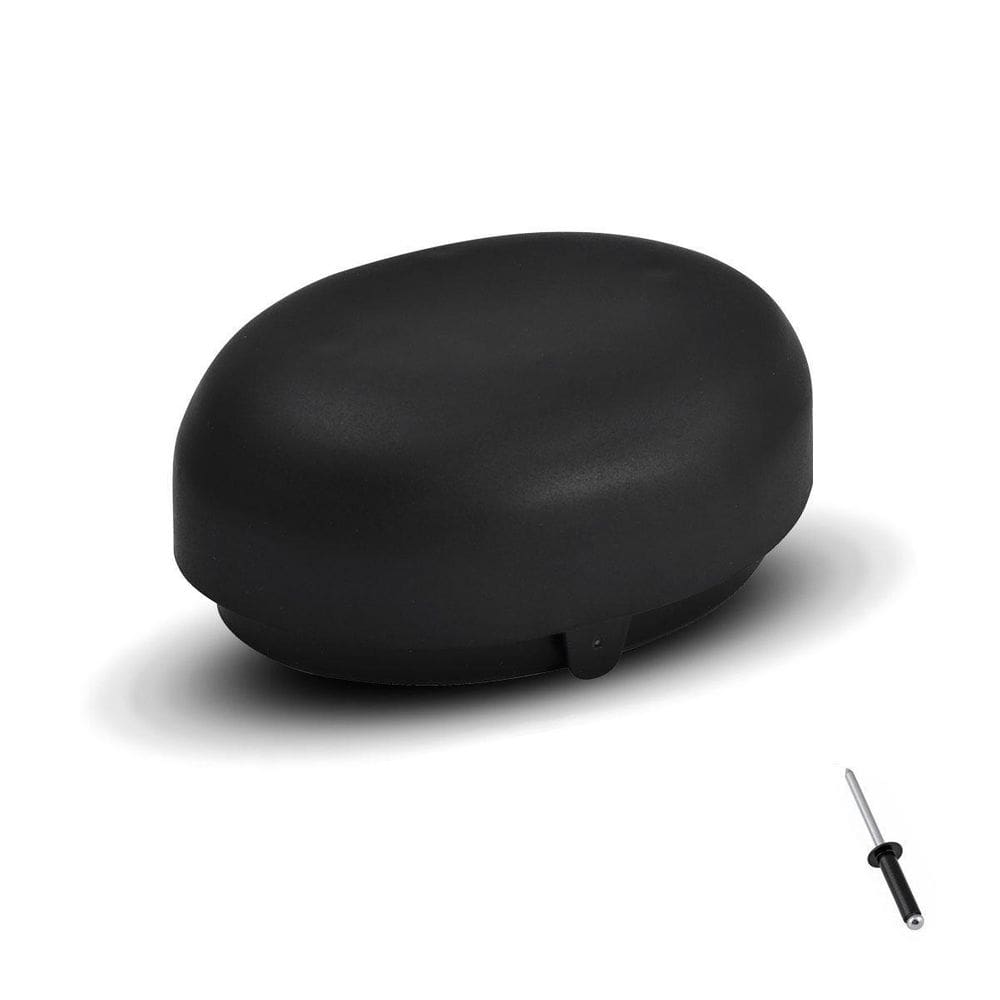 Ponteira tampa estribo oval oblongo preto abs com arrebite