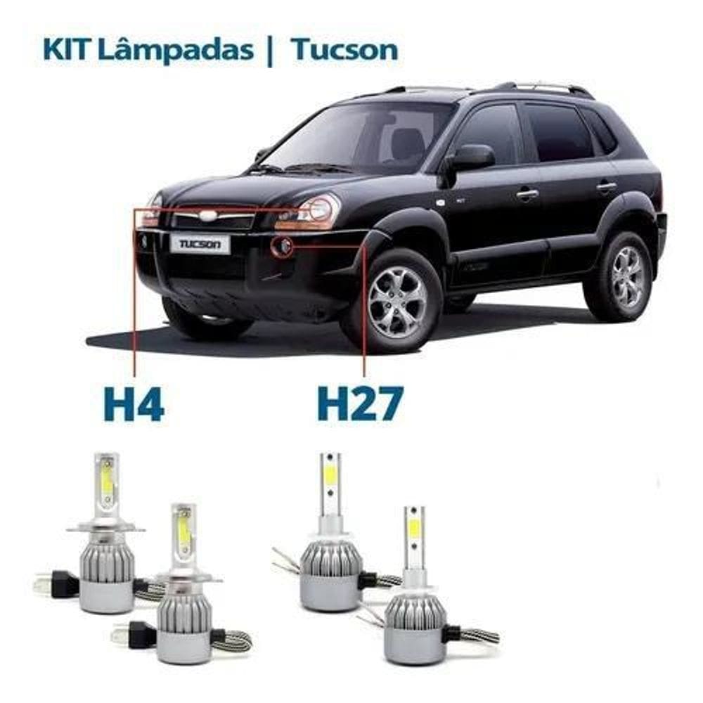 Kit super led tucson 2010/2013 - farol alto, baixo e milha