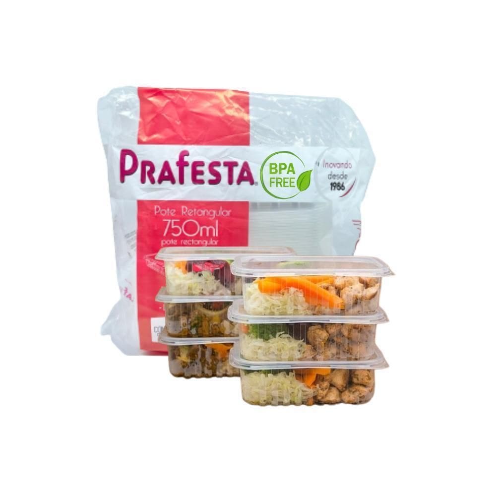 Pote retangular 750ml - resistente ao calor e frio - embanet