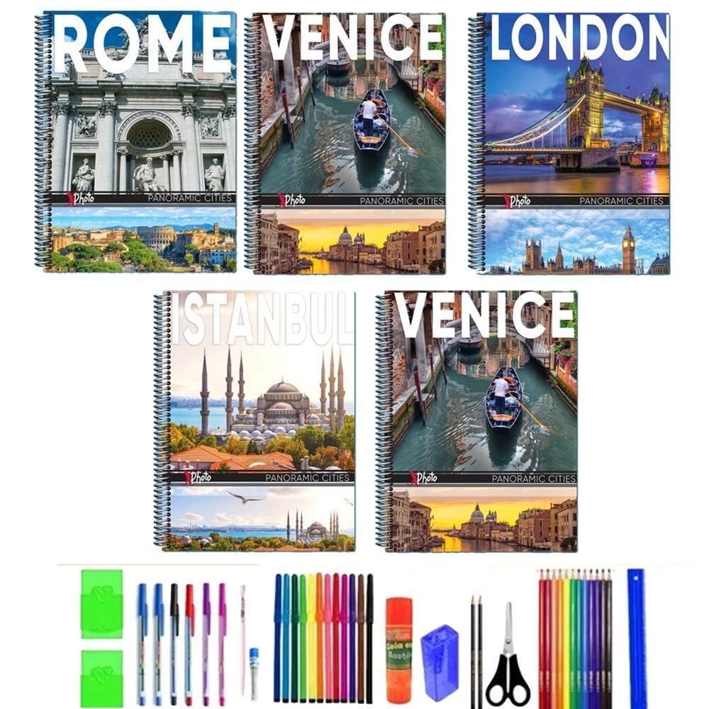 Kit 10 caderno capa dura grande arame foto com 40 materiais