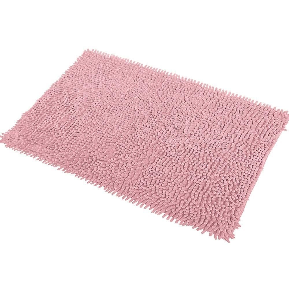 Tapete banheiro bolinha microfibra antiderrapante rosa