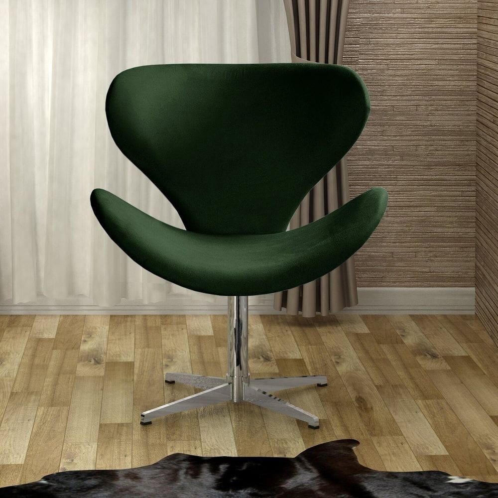 Poltrona Isis Cadeira Giratória Pés de Metal Decoração, Sala, Escritório, Recepção Verde