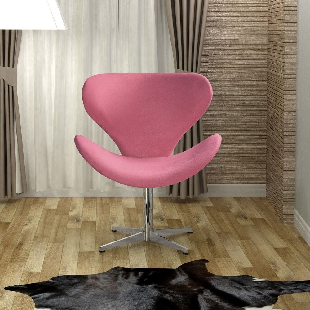 Poltrona Isis Cadeira Giratória Pés de Metal Decoração, Sala, Escritório, Recepção Rosa