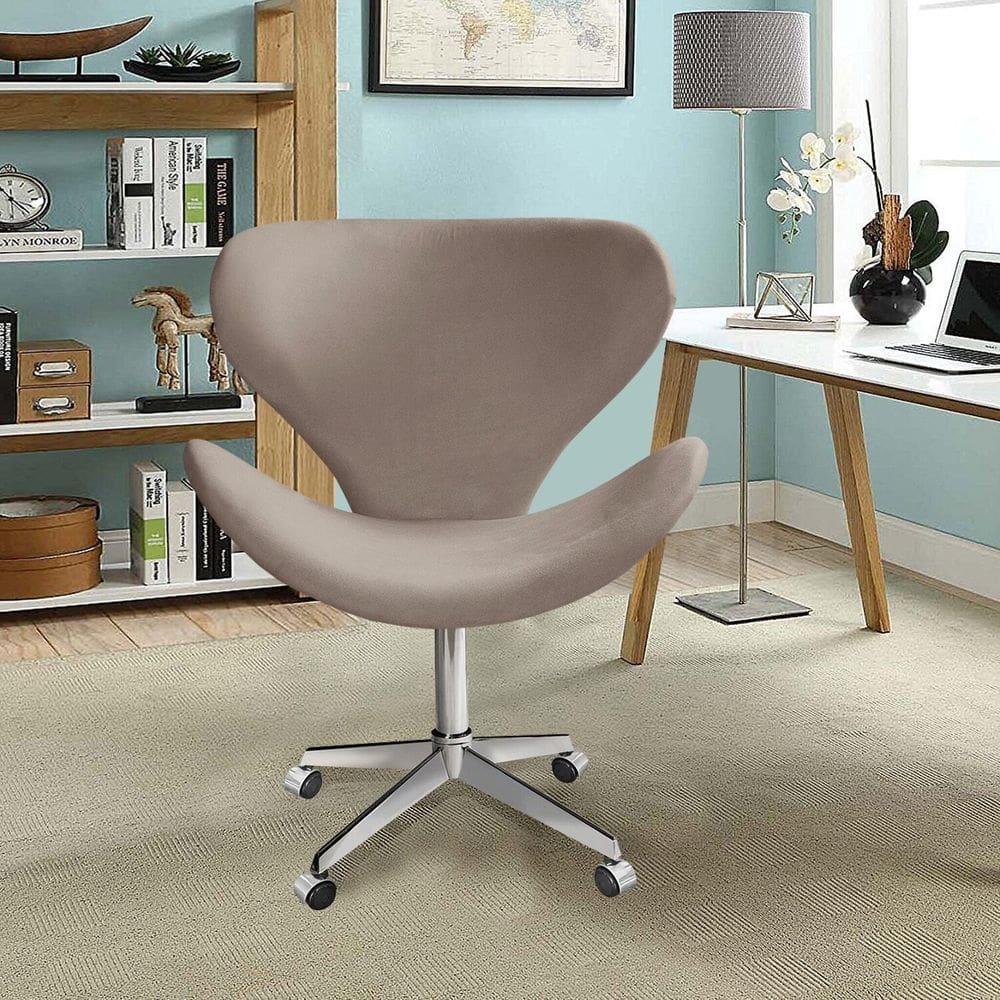 Poltrona Isis Cadeira Giratória Pés com Rodízio Decoração, Sala, Escritório, Recepção Cinza Capuccino