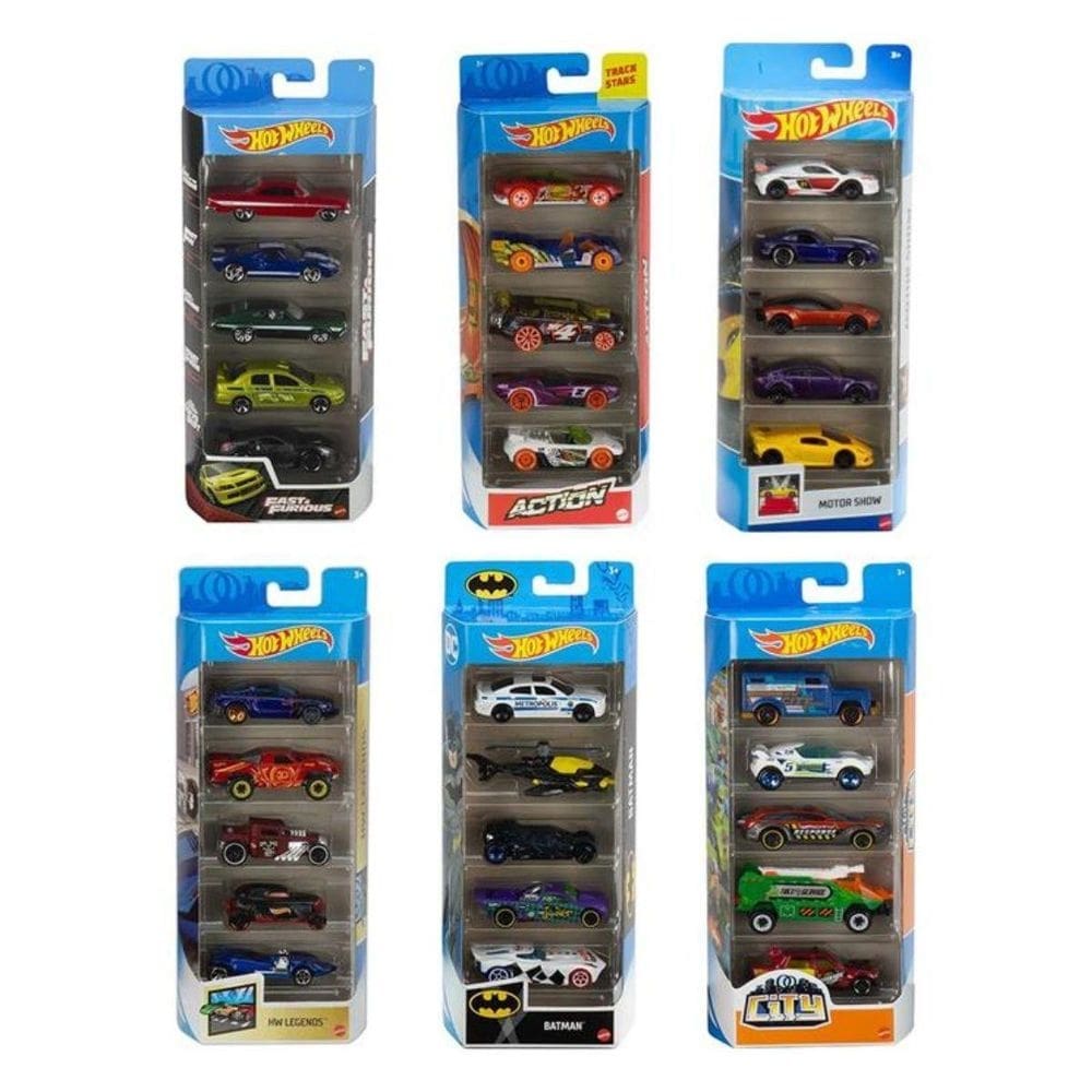 Pack 5 carrinhos hot wheels 1:64 miniatura mattel