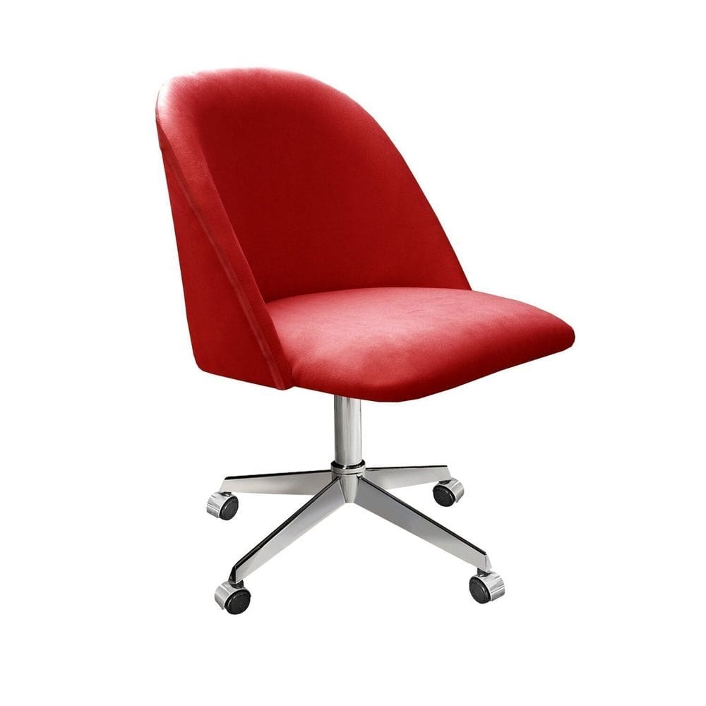 Poltrona Decorativa Gaia Giratória de Rodízio para Sala, Quarto, Recepção Vermelho