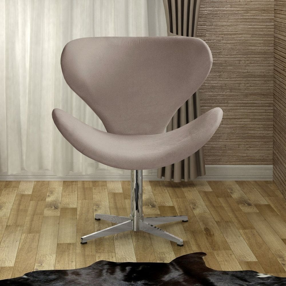Poltrona Isis Cadeira Giratória Pés de Metal Decoração, Sala, Escritório, Recepção Cinza Capuccino