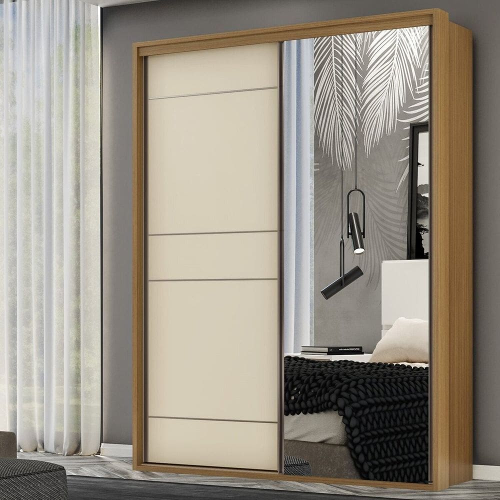 Guarda-roupa Qualitá 2 Portas 1 Espelho 1700x2300x560 Freijó