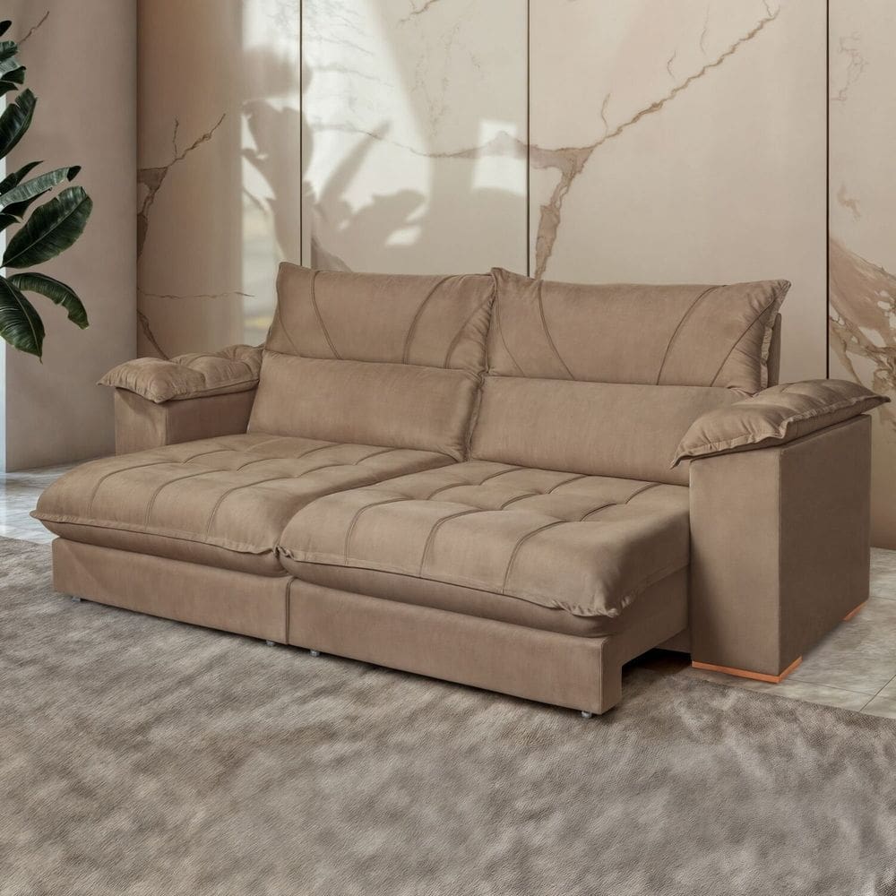 Sofá Retrátil e Reclinável 2 Lugares 200cm Italia Bege