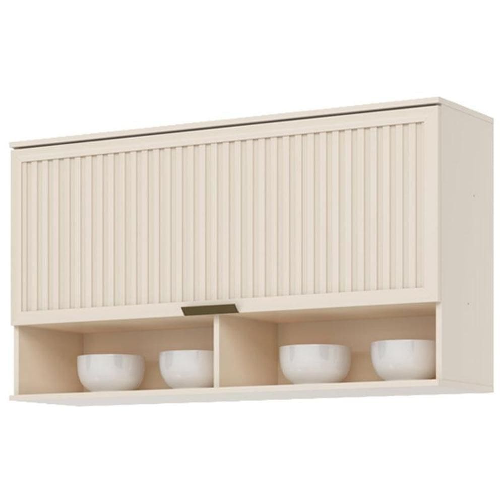 Armário Aéreo 1 Porta Basculante Ripado 120 cm Connect Off White – Henn