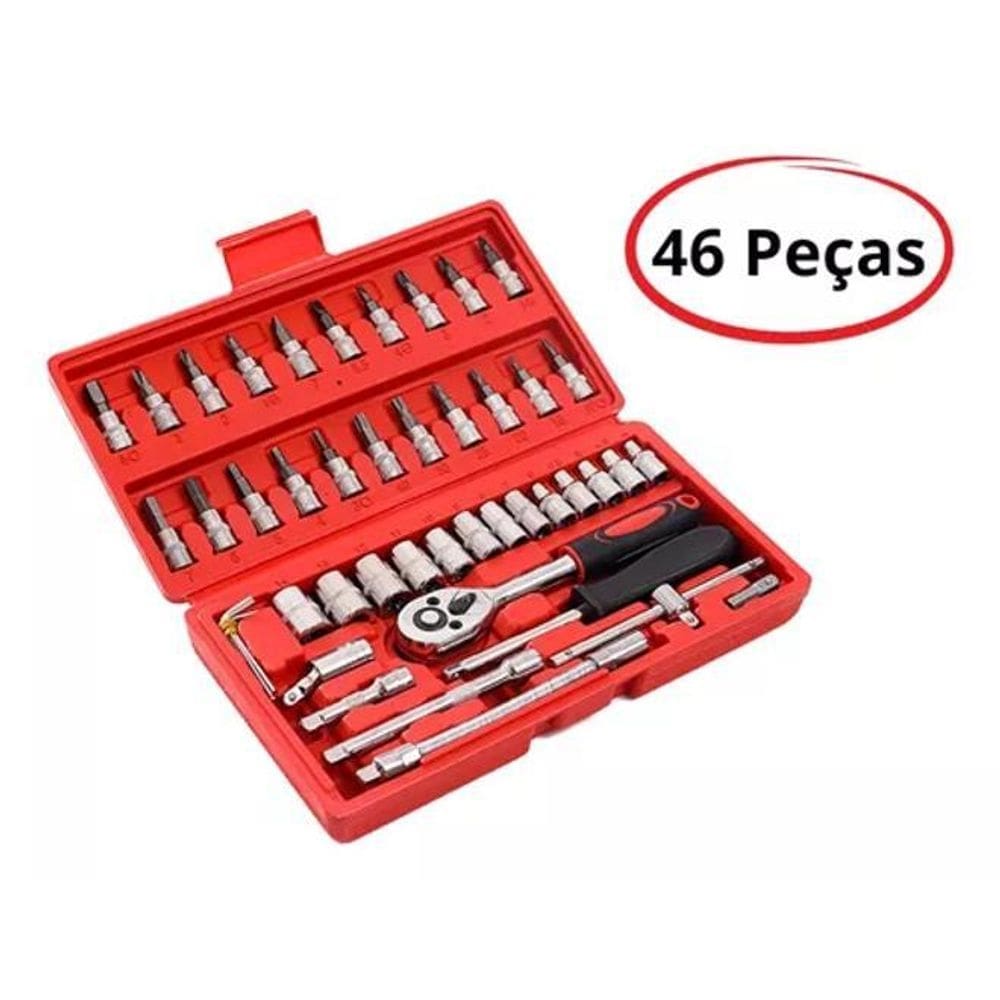 Kit chaves jogo catraca reversível soquetes 46 peças maleta