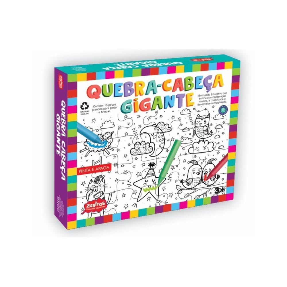Quebra-Cabeça Infantil Gigante Pinta e a Apaga Zastras