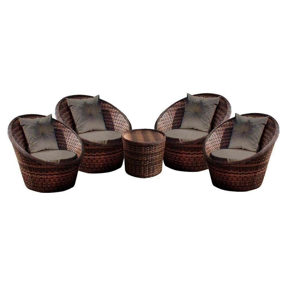 Conjunto De Poltronas Bola 4 Poltronas + 1 Mesa Centro Fendi