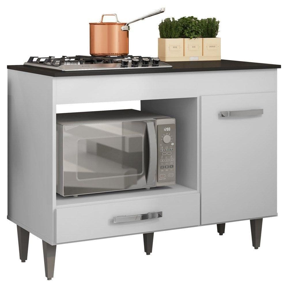 Balcão Para Cooktop Cozinha Carla Com Tampo 1 Porta Branco