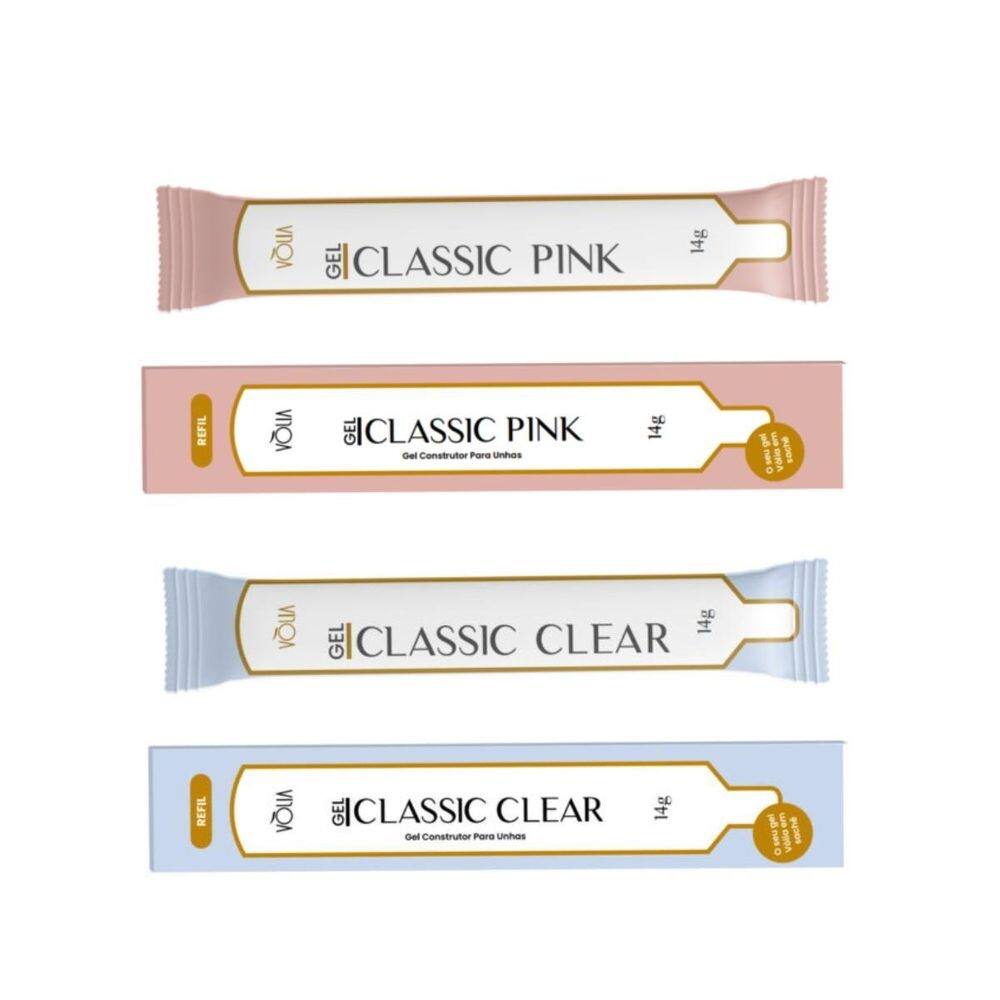 Gel volia cassic pink refil 14g + gel volia clear 14g