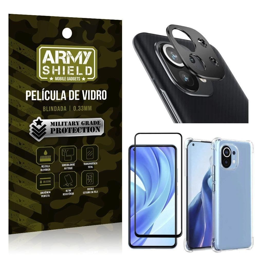 Capinha mi 11 lite + película de câmera + película 3d