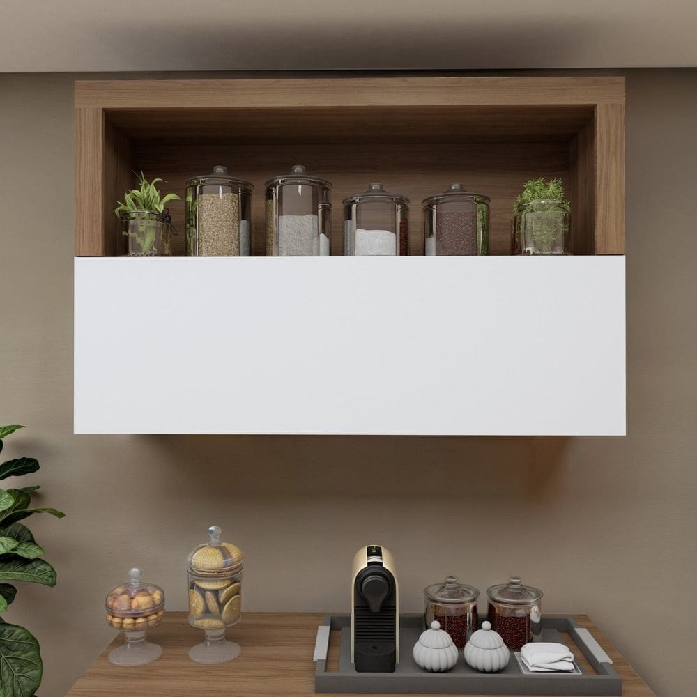 Armário Aéreo para Cozinha 120cm Carvalho/Branco