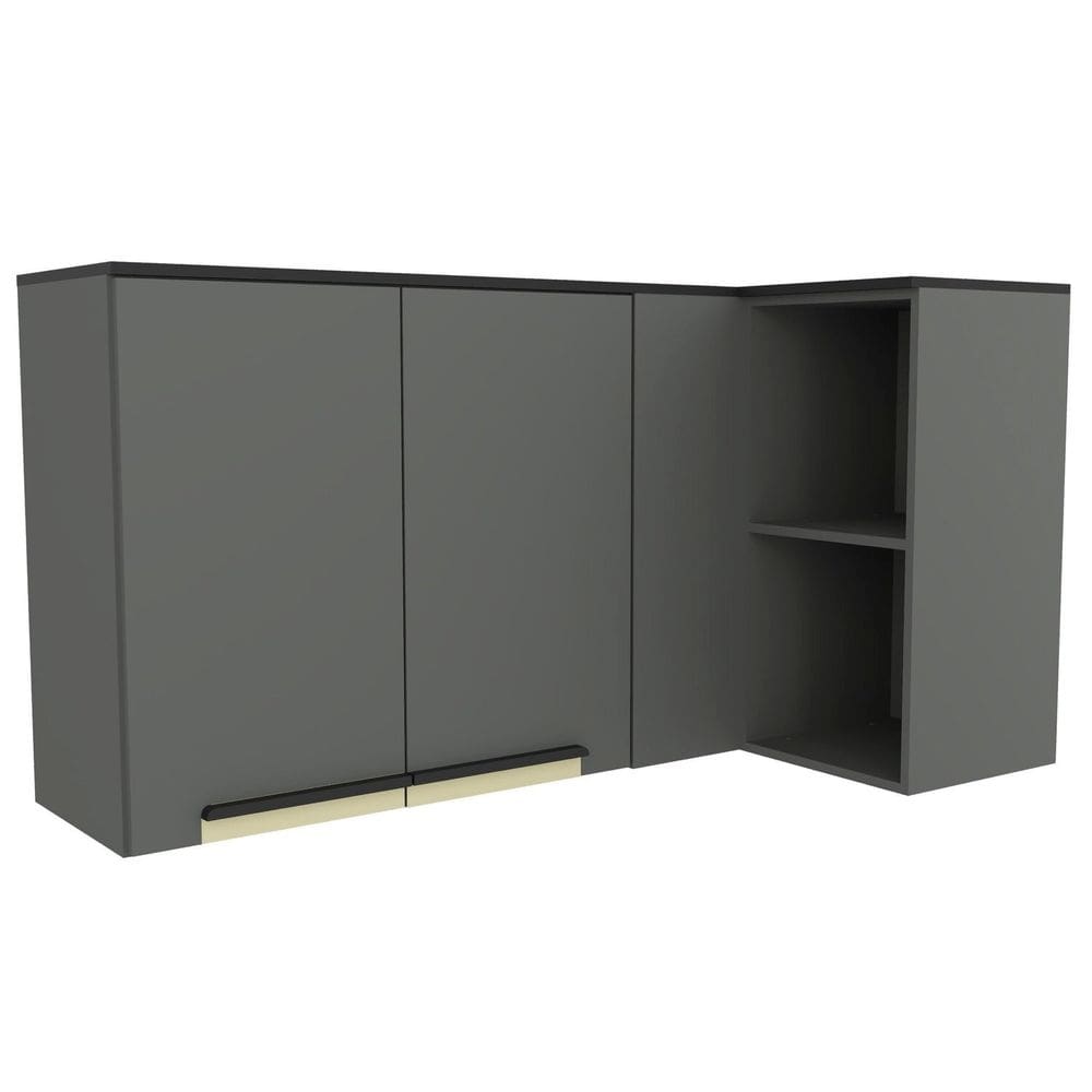 Armário Aéreo 135cm 2 Portas Canto Cozinha Flórida Grafite