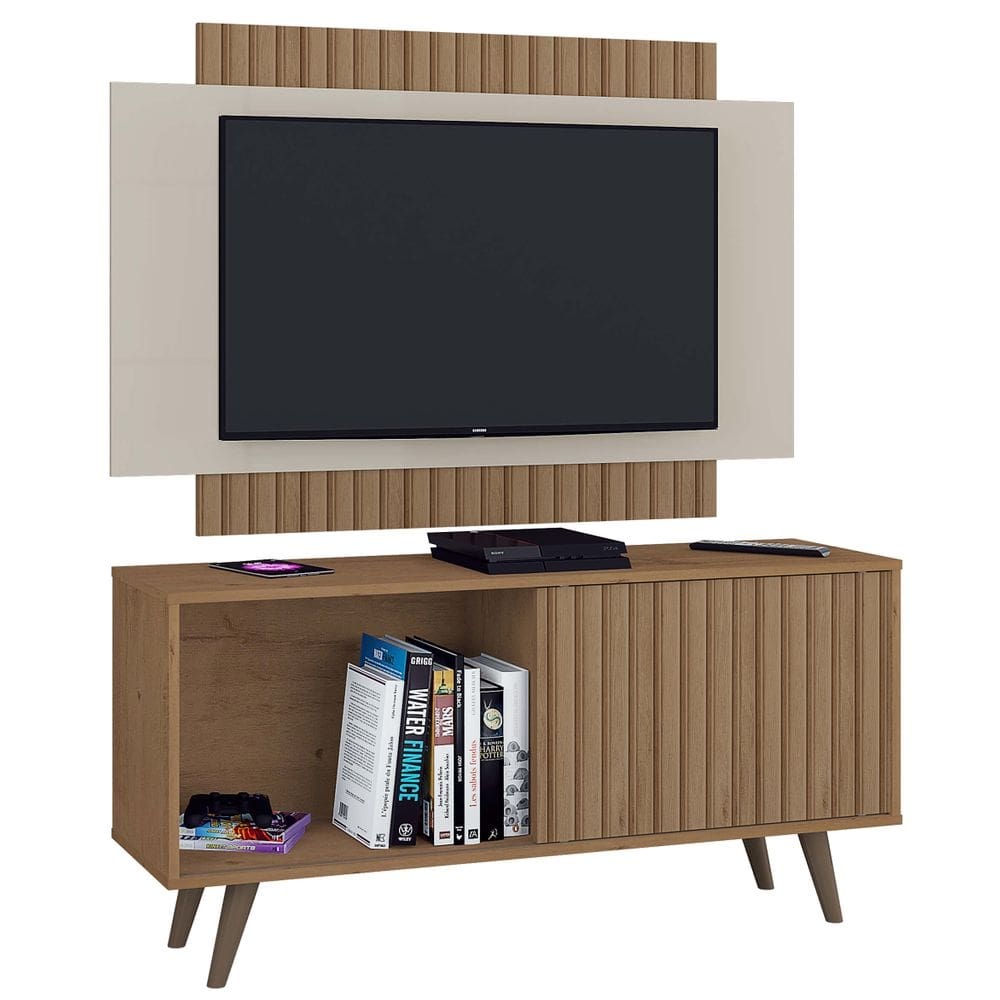 Rack Com Painel Malaga Para Tv Até 50 Polegadas 1 Porta Atualle
