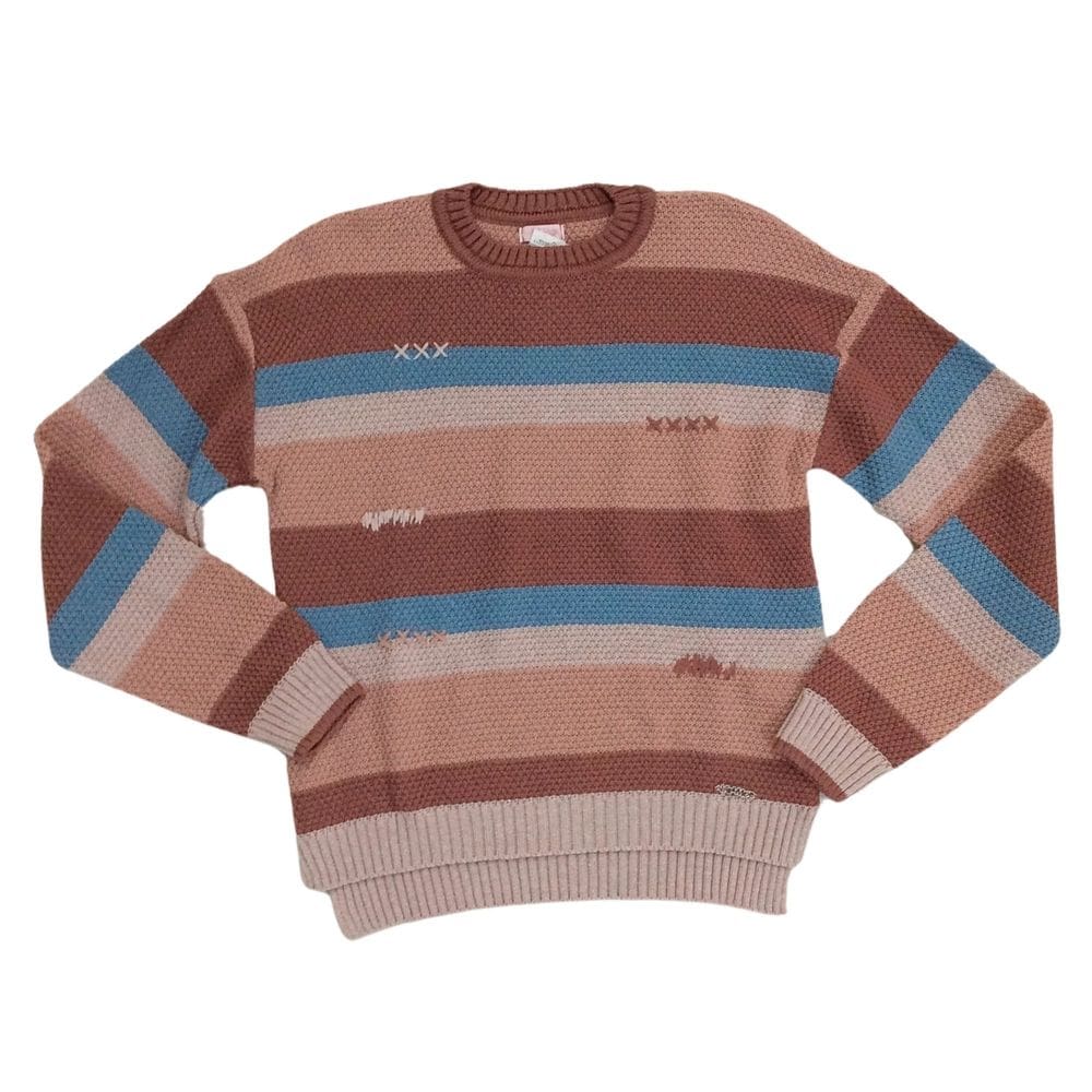 Blusa linha infantil fem Vira Mexe rose listras