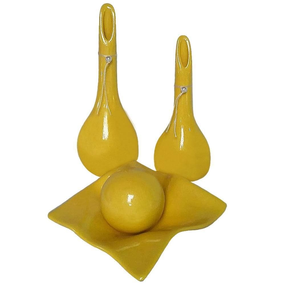 Vasos par lâmpadas e centro de mesa cerâmica canário