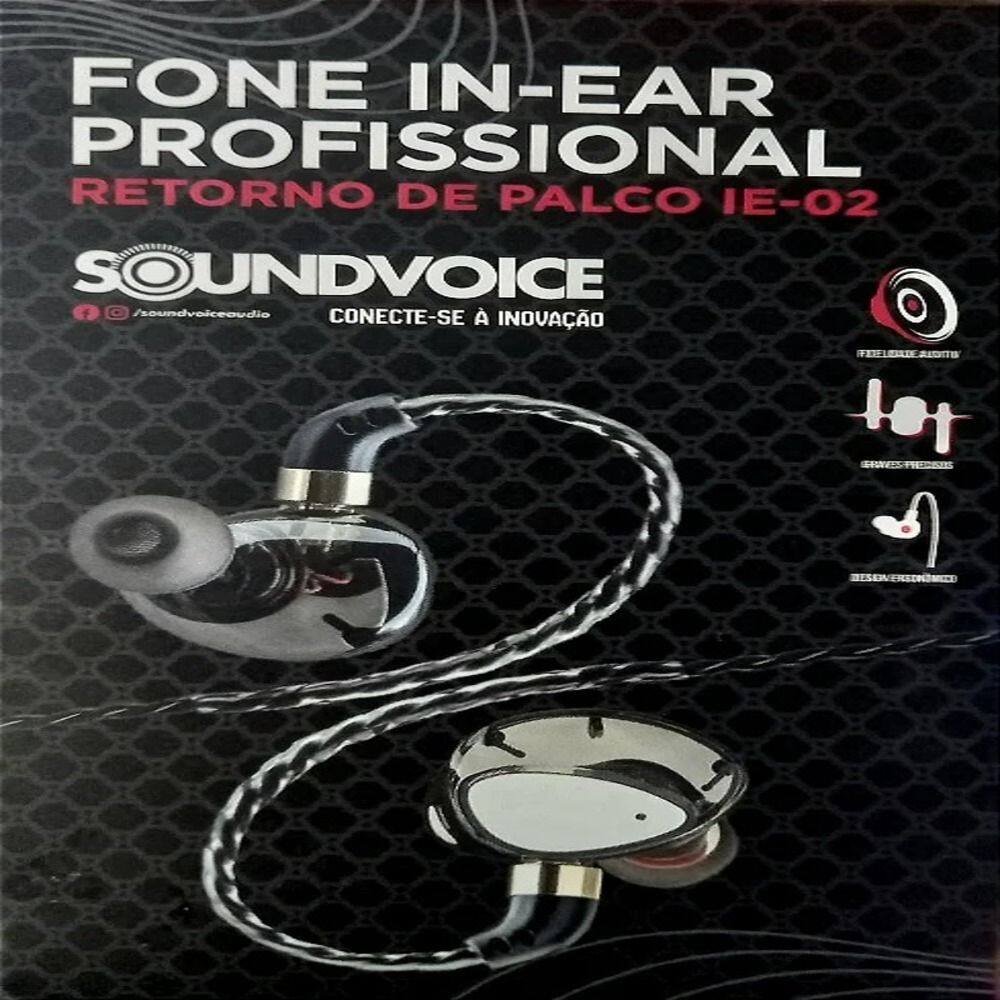 Fone In-Ear Profissional Soundvoice Retorno De Palco Ie-02