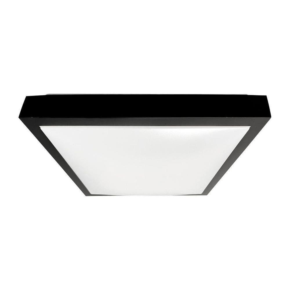 Plafon Sobrepor Alpha Preto Led 3000K Quadrado Slim Moderno