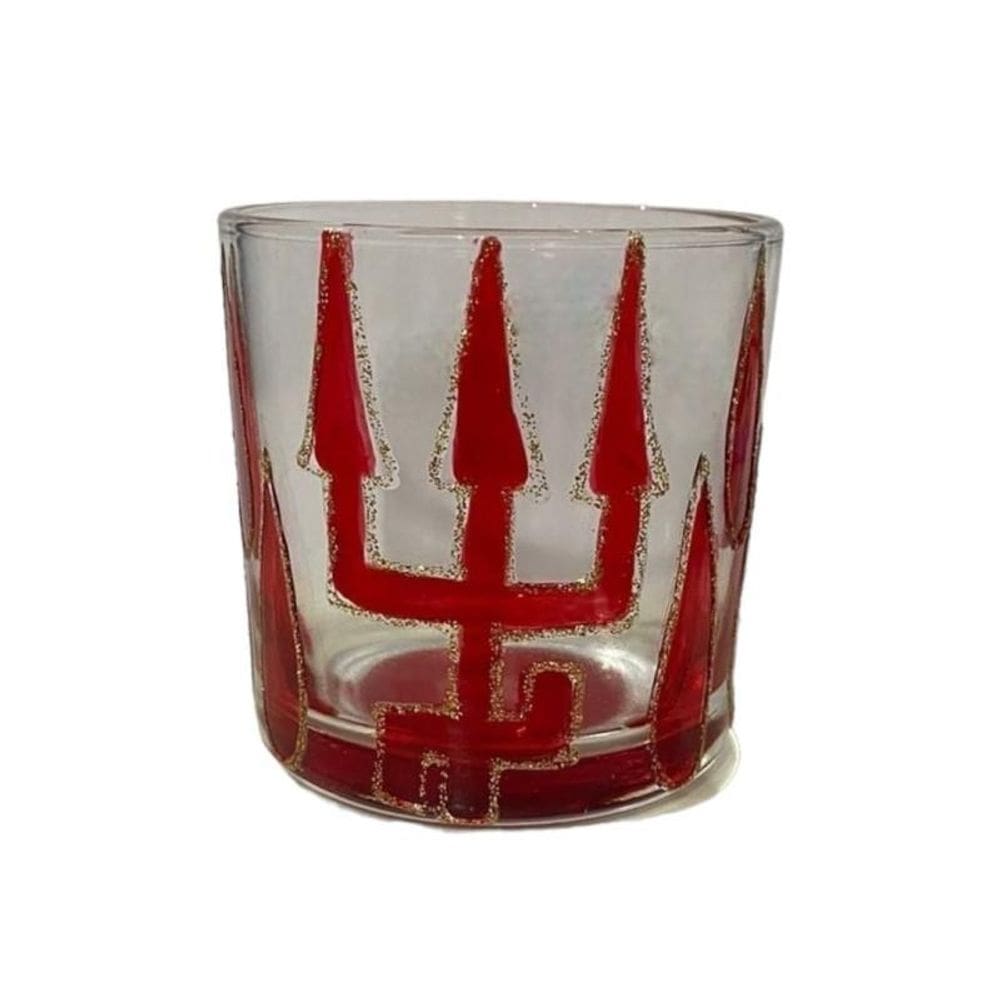 Copo whisky de vidro exú tridente vermelho 230 ml nadir luxo