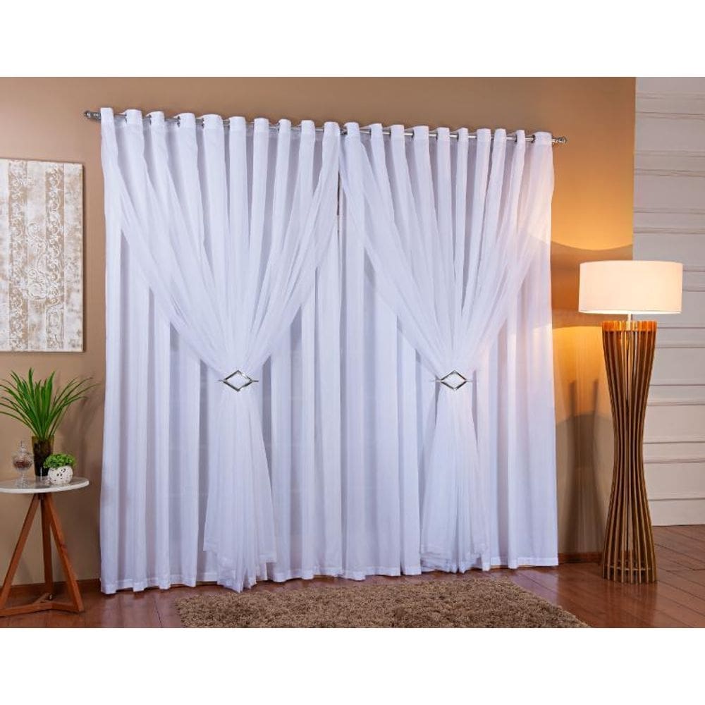 Cortina Voil Forro Blackout Tecido 2,80X1,80 Sala E Quarto