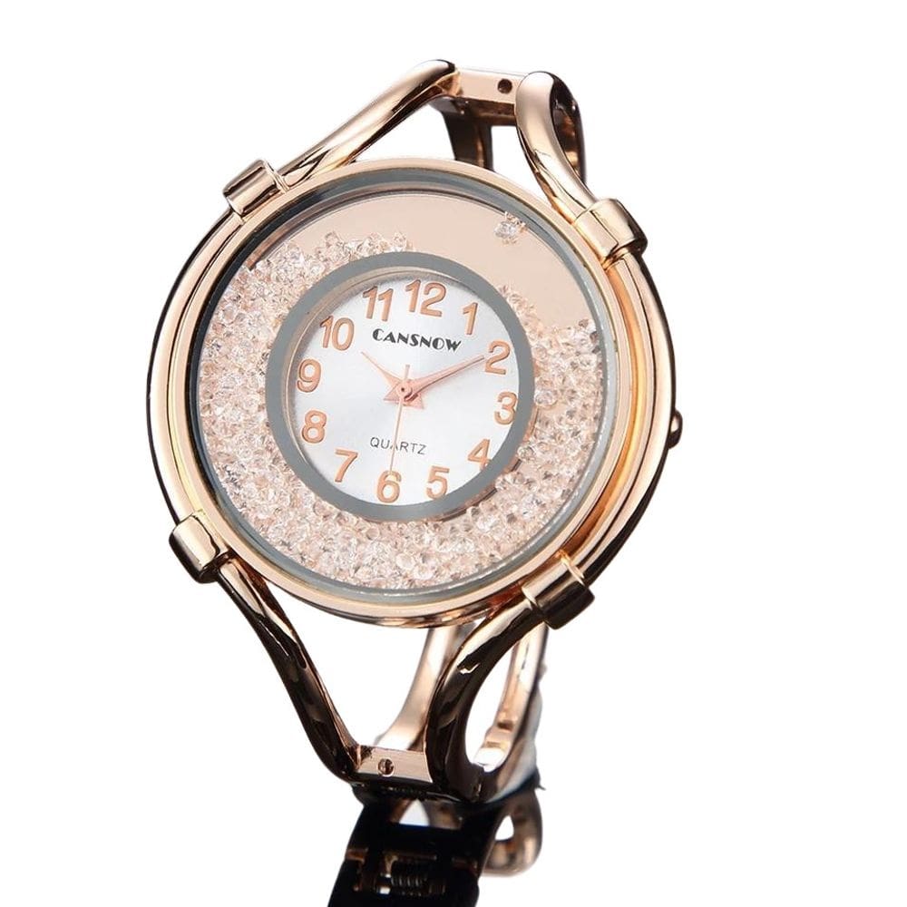 Relógio feminino bracelete luxo cobre brilhante