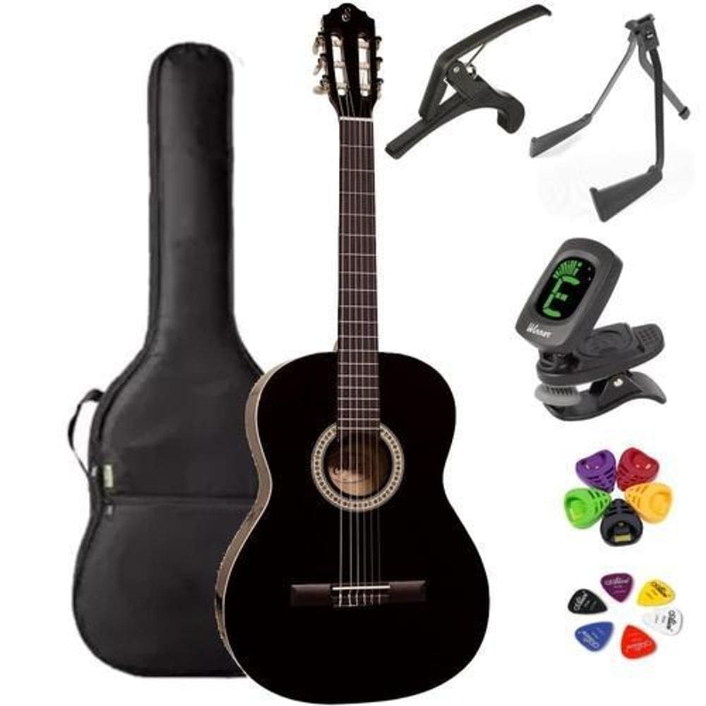 Violão acústico giannini clássico nylon n-14 bk + kit6i