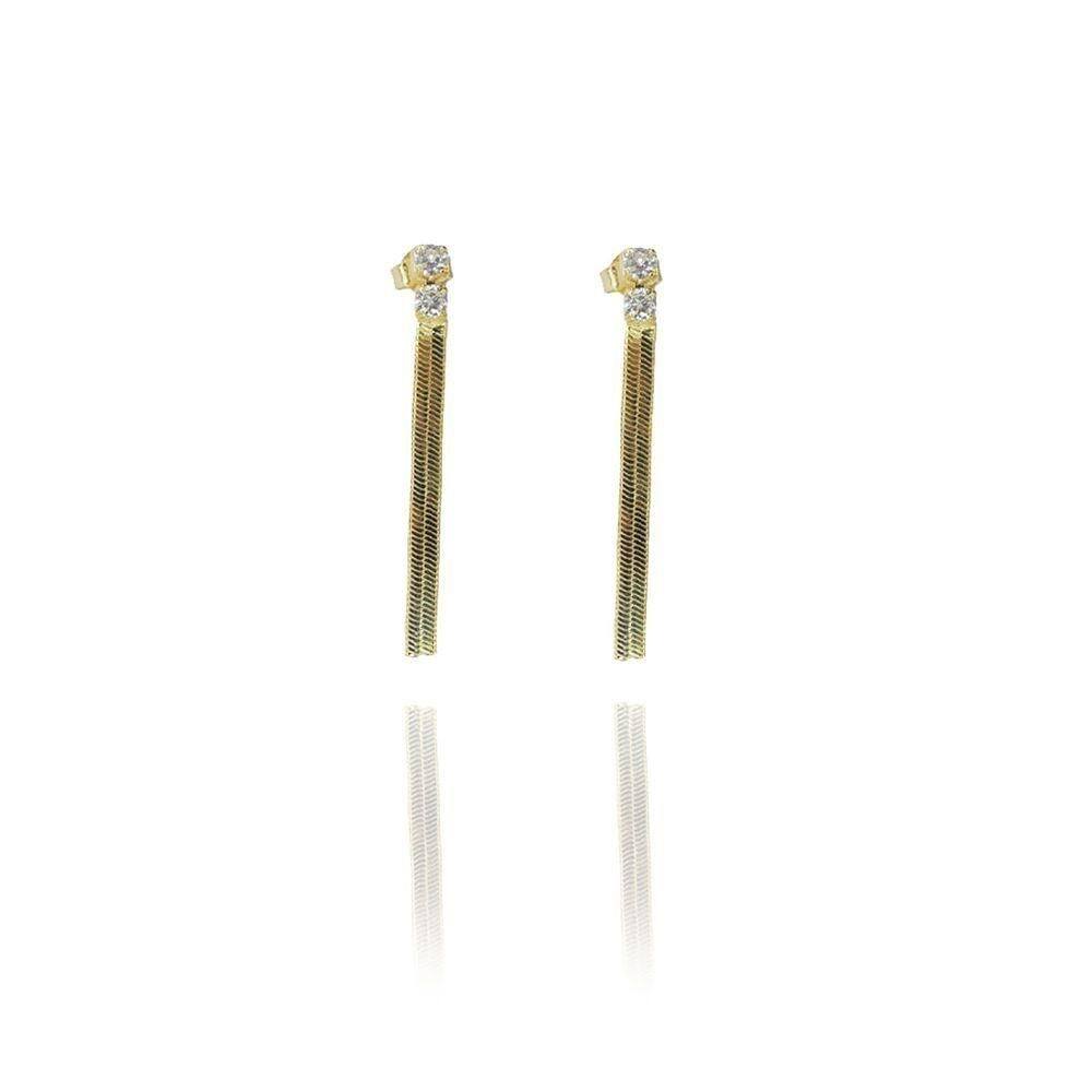 Brinco De Fita Com Zircônia Folheado A Ouro 18K