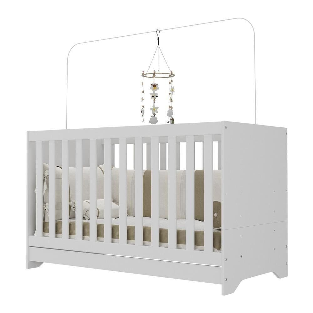 Berço 3Em1 C/ Colchão Incluso Multimóveis Elza Fg2952 Branco