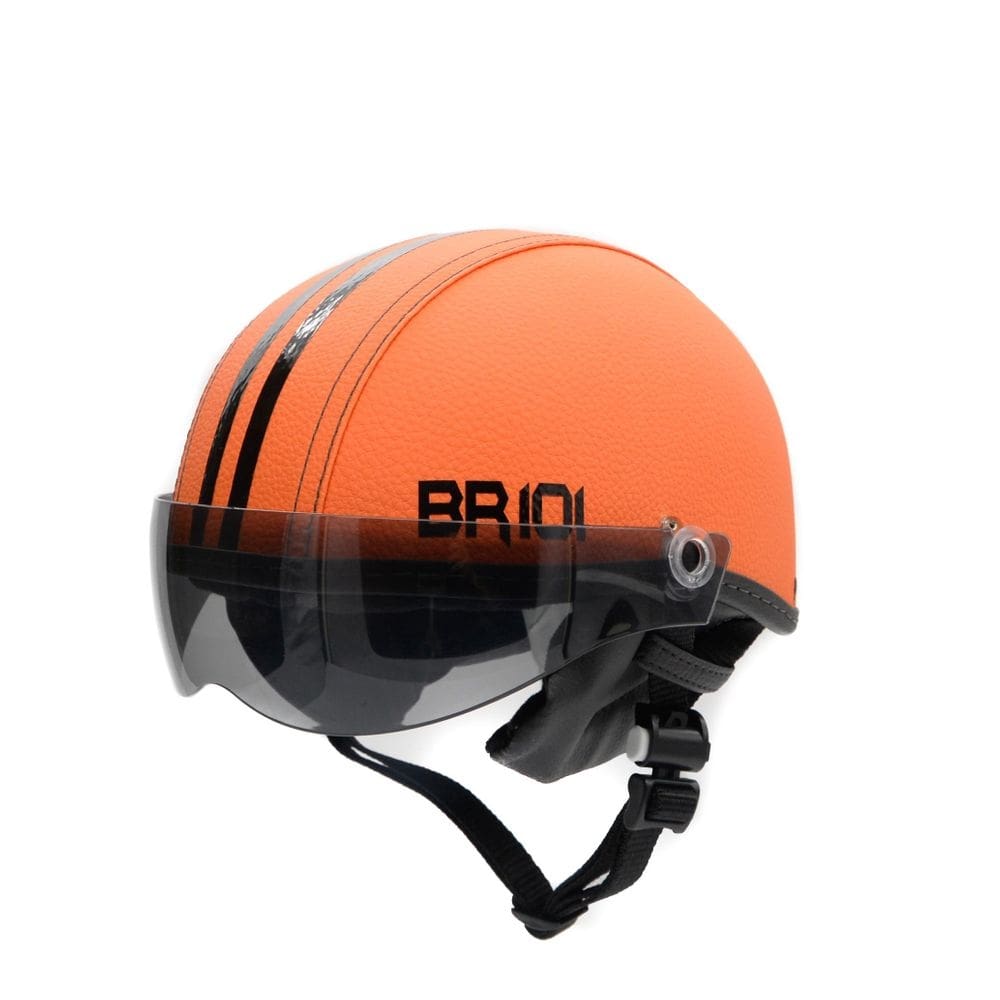 Capacete coquinho scooter elétrica bike laranja viseira