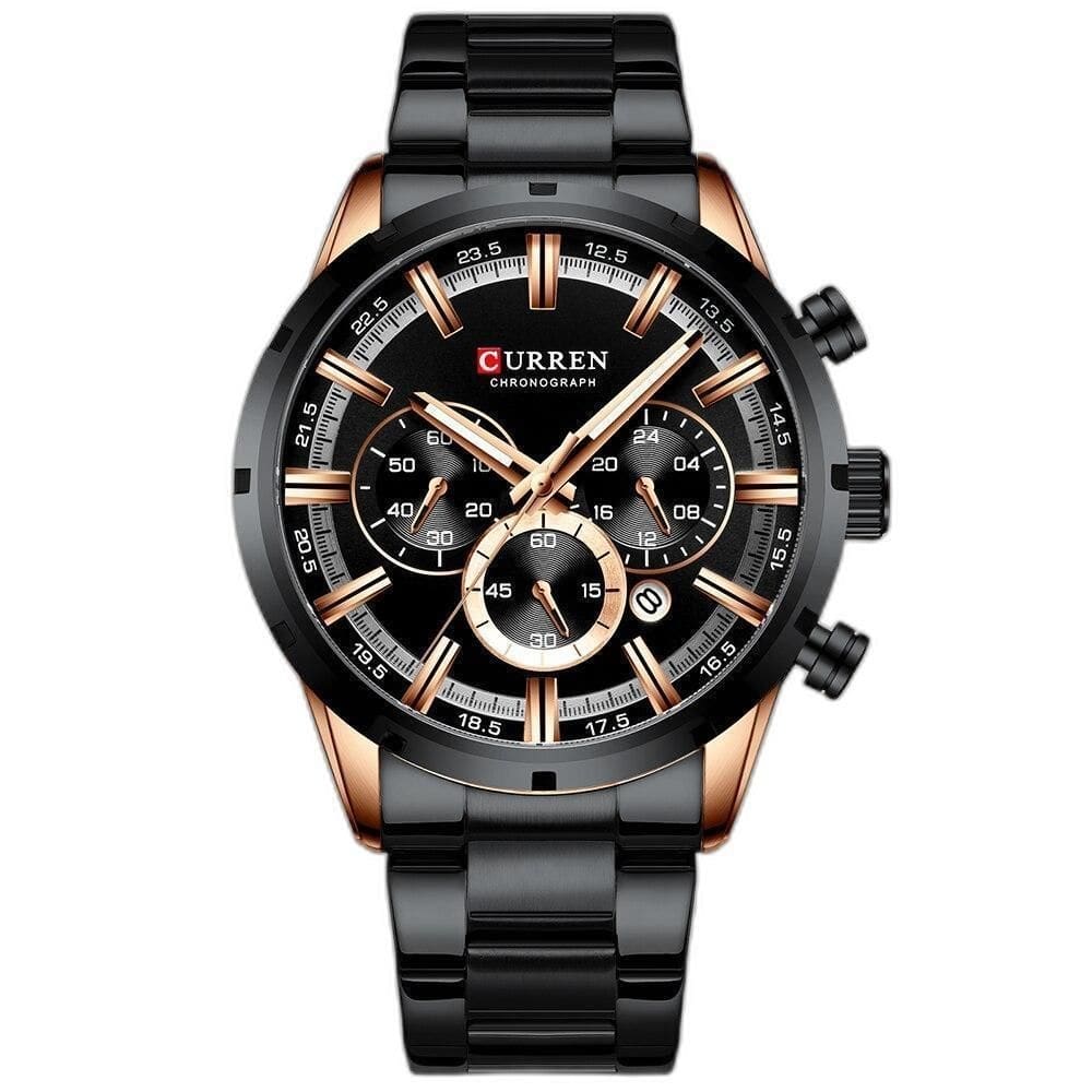 Relógio masculino curren 8355 pulseira aço inox a prova