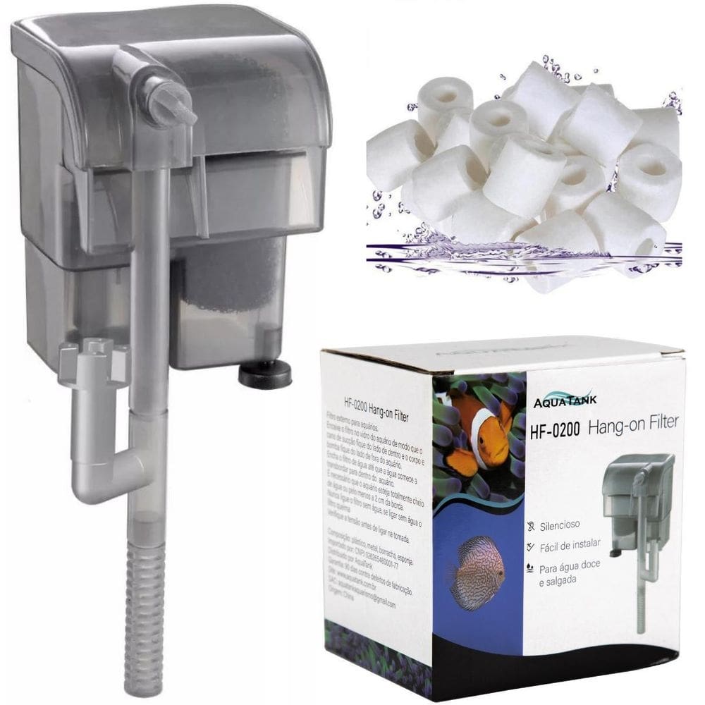 Kit aquatank filtro externo hf-200 220v + midia biológica